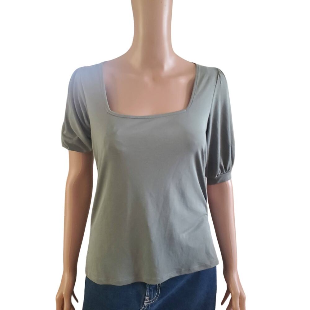 NEW Crosby Size XS Modal Polyester Square Neck Olive Green Boho Top Office Work